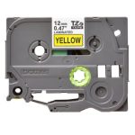 Cinta Brother Tze-631 (12mm x 8 mts), letra negra sobre fondo amarillo