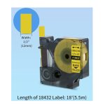 Cinta Dymo 18432 Vinyl (12mmX5.5M) Negro/Amarillo, Compatible - Imagen 4